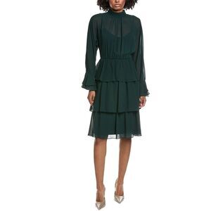 Mikael Aghal Womens Solid Midi Dress, Green